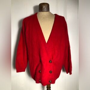 Women’s Vintage Soft Red Angora Sweater. Size XL. Parkhurst.